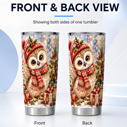 #pl[20oz|Steel] Christmas Owl Tumbler 20oz, Owl Tumbler, Stainless Steel Travel Cup