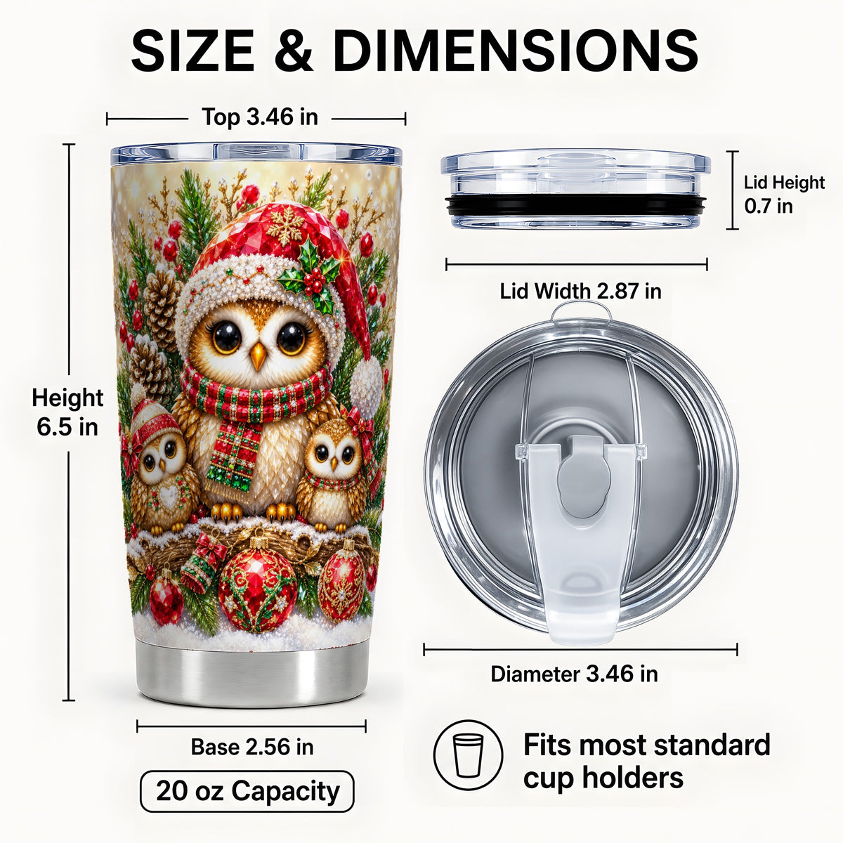 #pl[20oz|Steel] Owl Family Tumbler 20oz, Christmas Tumbler, Stainless Steel Travel Cup