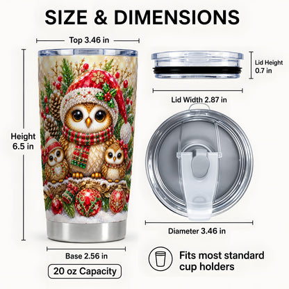 #pl[20oz|Steel] Owl Family Tumbler 20oz, Christmas Tumbler, Stainless Steel Travel Cup