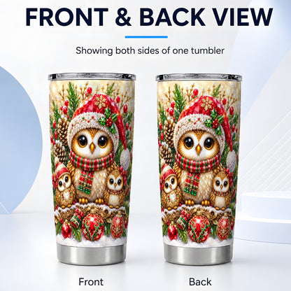 #pl[20oz|Steel] Owl Family Tumbler 20oz, Christmas Tumbler, Stainless Steel Travel Cup