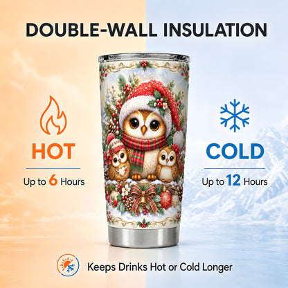 #pl[20oz|Steel] Vintage Owl Tumbler 20oz, Christmas Tumbler, Stainless Steel Travel Cup