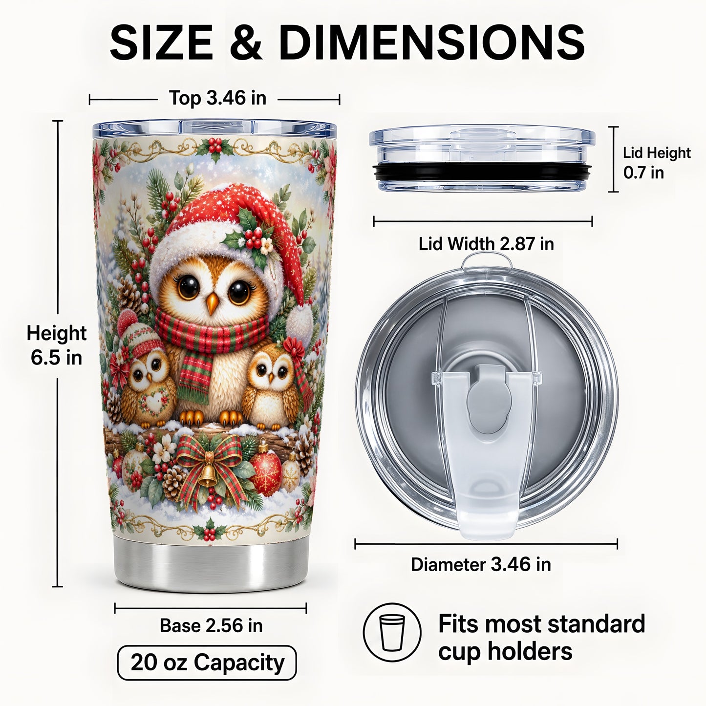 #pl[20oz|Steel] Vintage Owl Tumbler 20oz, Christmas Tumbler, Stainless Steel Travel Cup