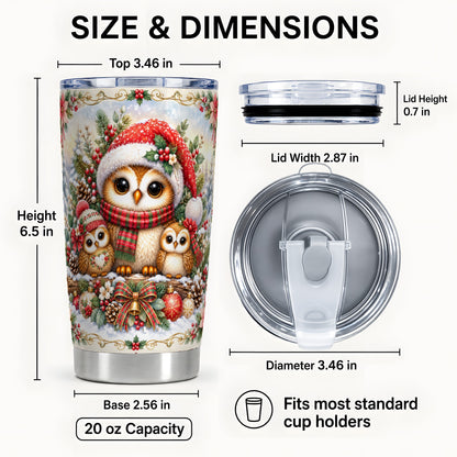 #pl[20oz|Steel] Vintage Owl Tumbler 20oz, Christmas Tumbler, Stainless Steel Travel Cup