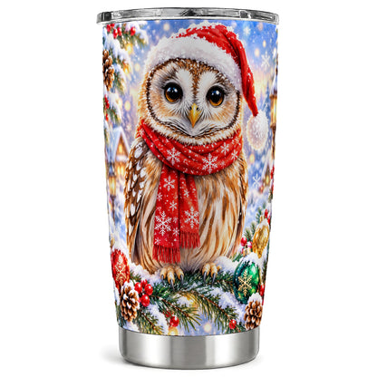 Snowy Owl Tumbler 20oz, Christmas Tumbler, Stainless Steel Travel Cup