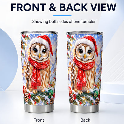 #pl[20oz|Steel] Snowy Owl Tumbler 20oz, Christmas Tumbler, Stainless Steel Travel Cup