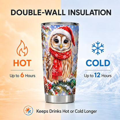 #pl[20oz|Steel] Snowy Owl Tumbler 20oz, Christmas Tumbler, Stainless Steel Travel Cup