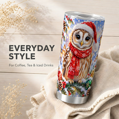 #pl[20oz|Steel] Snowy Owl Tumbler 20oz, Christmas Tumbler, Stainless Steel Travel Cup
