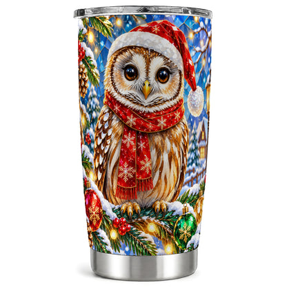 Jeweled Owl Tumbler 20oz, Christmas Tumbler, Stainless Steel Travel Cup