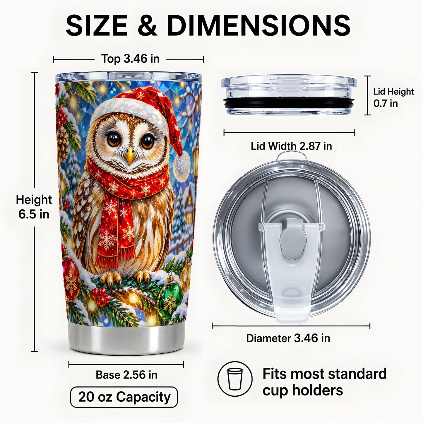 #pl[20oz|Steel] Jeweled Owl Tumbler 20oz, Christmas Tumbler, Stainless Steel Travel Cup