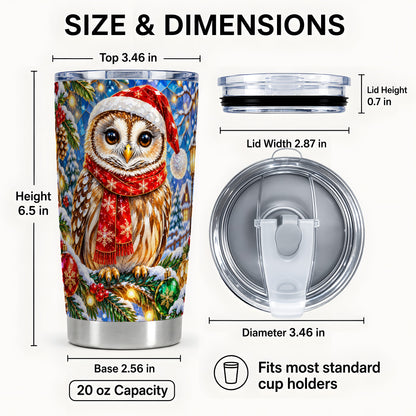 #pl[20oz|Steel] Jeweled Owl Tumbler 20oz, Christmas Tumbler, Stainless Steel Travel Cup