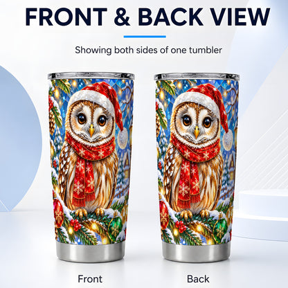 #pl[20oz|Steel] Jeweled Owl Tumbler 20oz, Christmas Tumbler, Stainless Steel Travel Cup