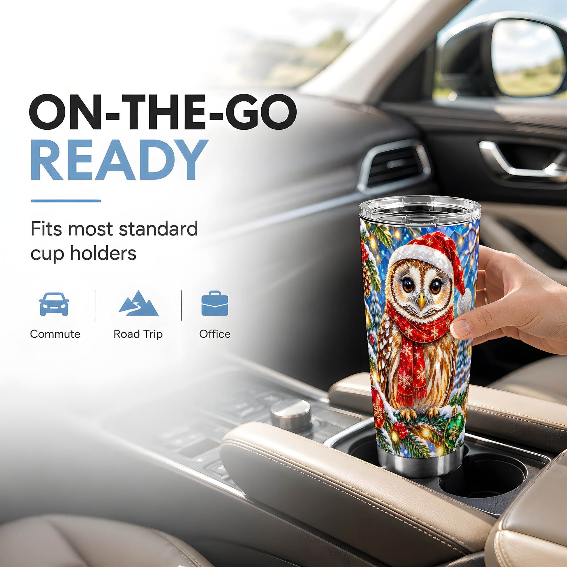 #pl[20oz|Steel] Jeweled Owl Tumbler 20oz, Christmas Tumbler, Stainless Steel Travel Cup