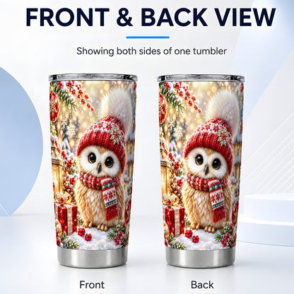 #pl[20oz|Steel] Christmas Owl Tumbler 20oz, Winter Tumbler, Stainless Steel Travel Cup