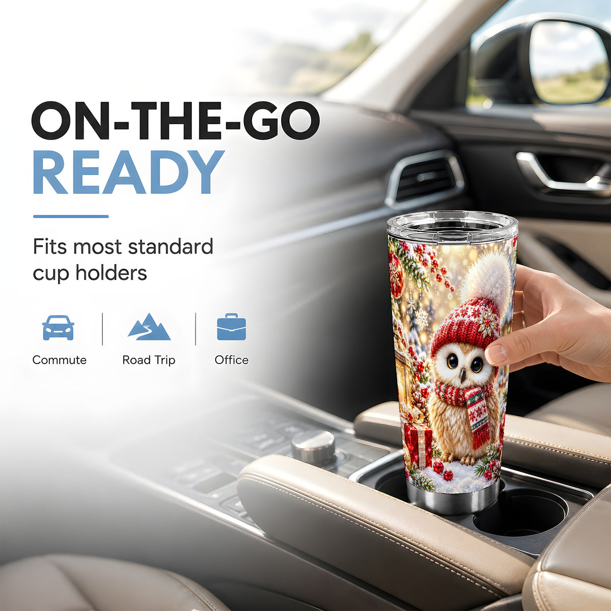 #pl[20oz|Steel] Christmas Owl Tumbler 20oz, Winter Tumbler, Stainless Steel Travel Cup