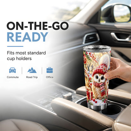 #pl[20oz|Steel] Christmas Owl Tumbler 20oz, Winter Tumbler, Stainless Steel Travel Cup