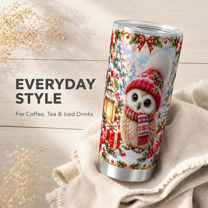 #pl[20oz|Steel] Festive Owl Tumbler 20oz, Christmas Tumbler, Stainless Steel Travel Cup