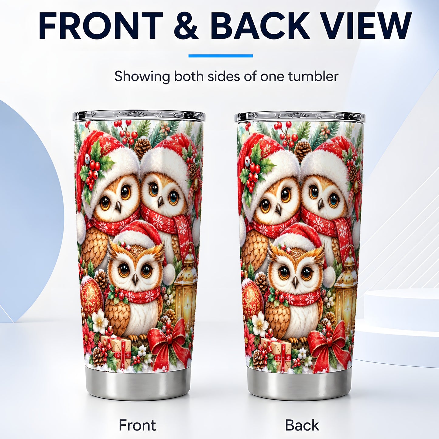 #pl[20oz|Steel] Owl Family Tumbler 20oz, Christmas Tumbler, Stainless Steel Travel Cup