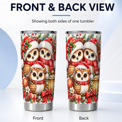 #pl[20oz|Steel] Owl Family Tumbler 20oz, Christmas Tumbler, Stainless Steel Travel Cup