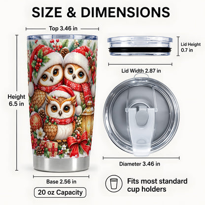 #pl[20oz|Steel] Owl Family Tumbler 20oz, Christmas Tumbler, Stainless Steel Travel Cup