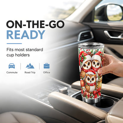 #pl[20oz|Steel] Owl Family Tumbler 20oz, Christmas Tumbler, Stainless Steel Travel Cup
