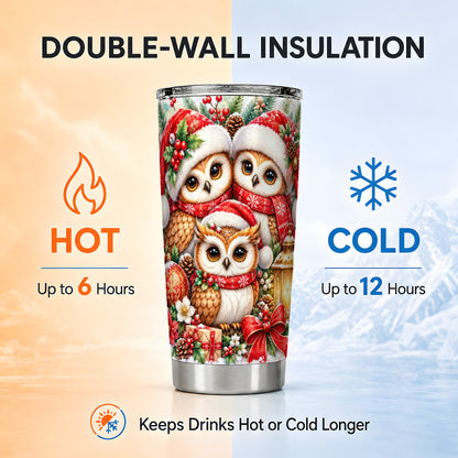 #pl[20oz|Steel] Owl Family Tumbler 20oz, Christmas Tumbler, Stainless Steel Travel Cup