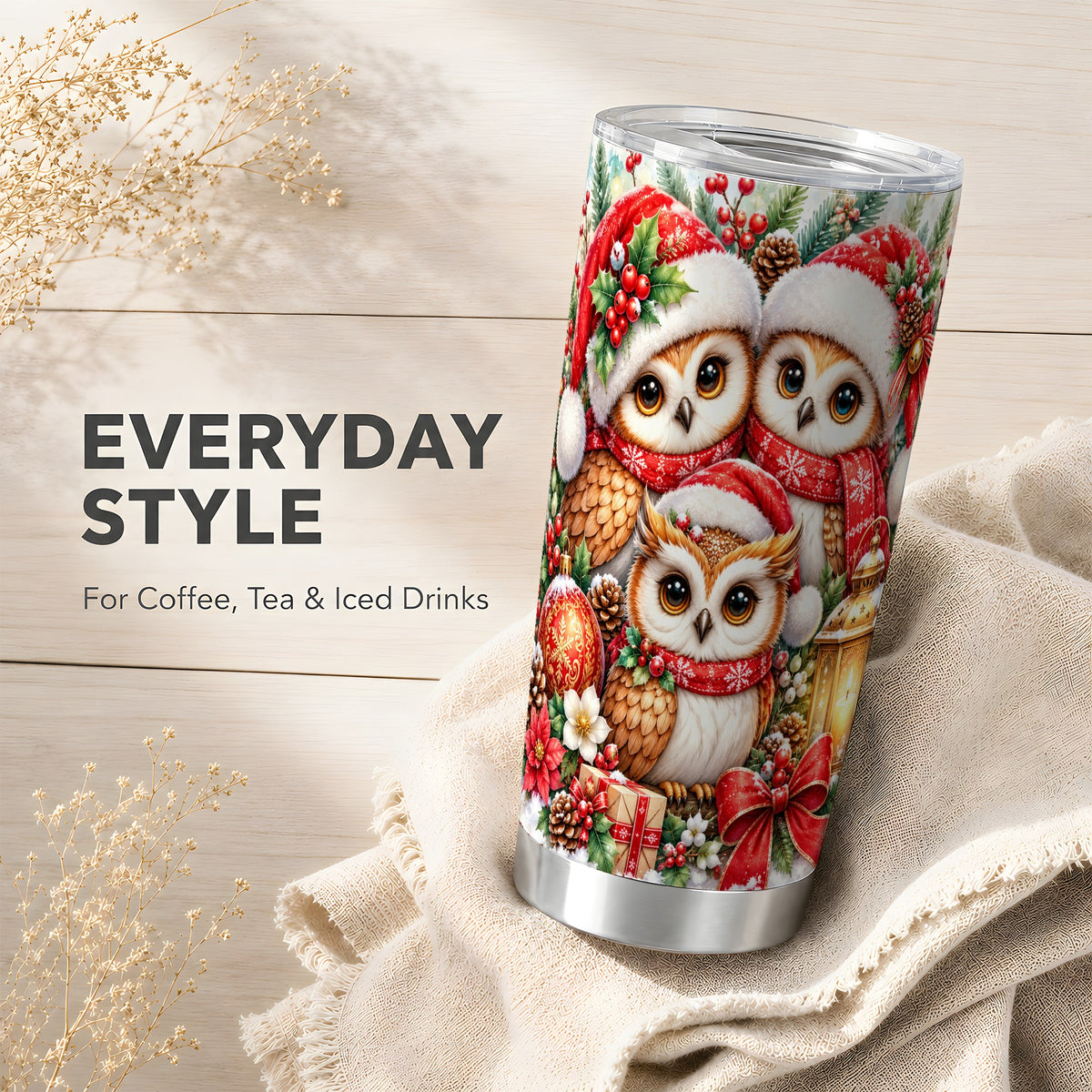 #pl[20oz|Steel] Owl Family Tumbler 20oz, Christmas Tumbler, Stainless Steel Travel Cup