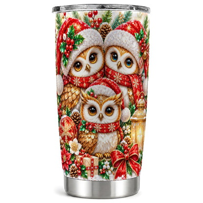 Faceted Owl Tumbler 20oz, Christmas Tumbler, Stainless Steel Travel Cup