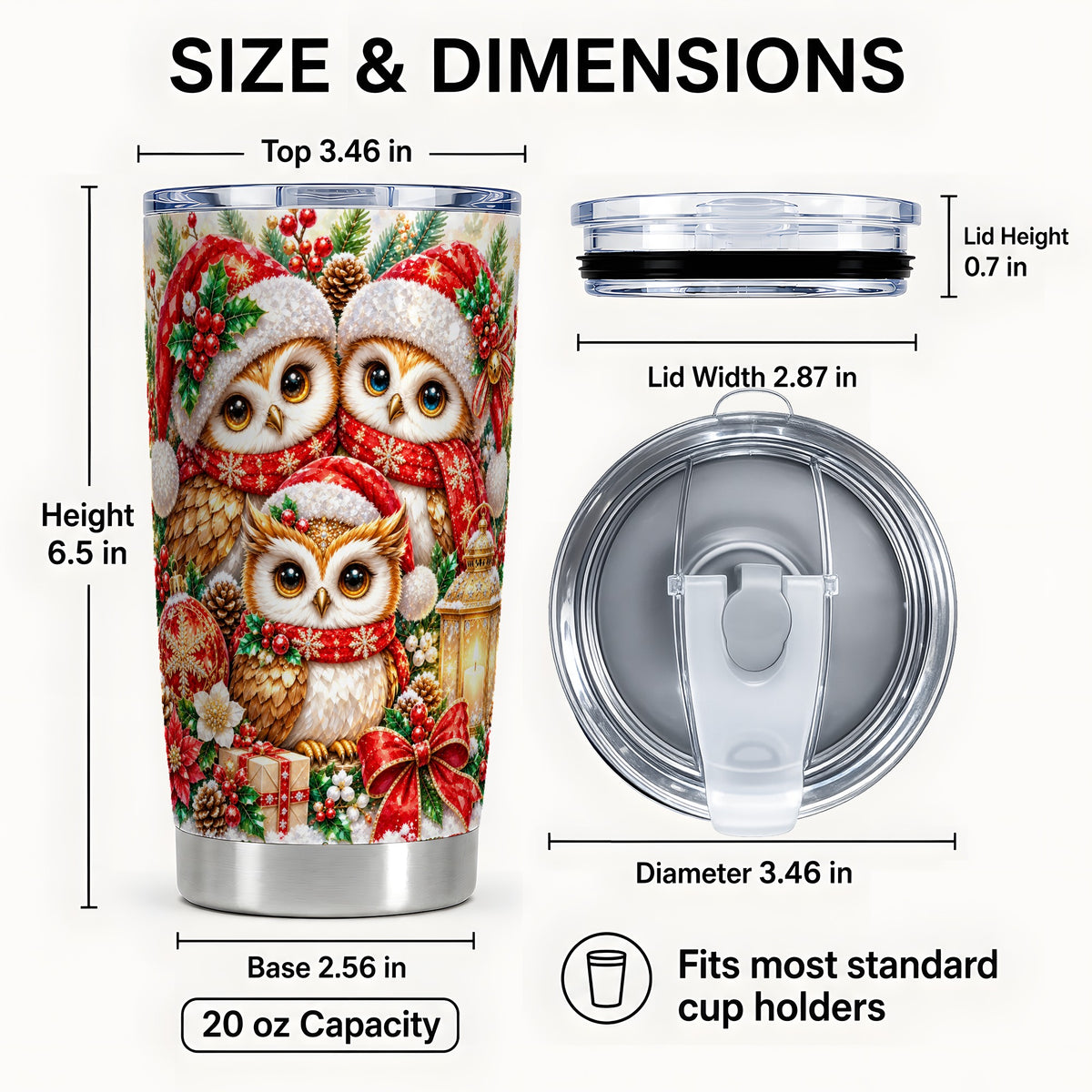 #pl[20oz|Steel] Faceted Owl Tumbler 20oz, Christmas Tumbler, Stainless Steel Travel Cup