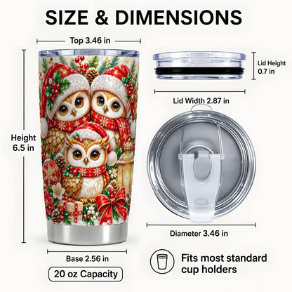 #pl[20oz|Steel] Faceted Owl Tumbler 20oz, Christmas Tumbler, Stainless Steel Travel Cup