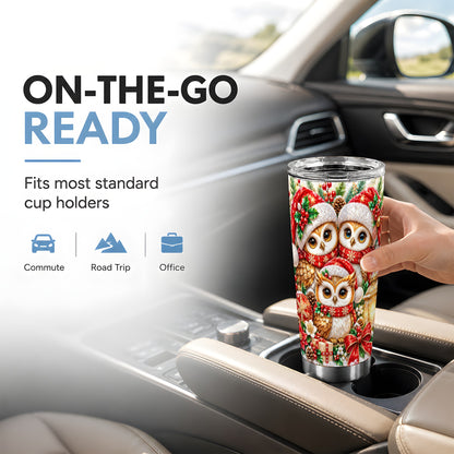 #pl[20oz|Steel] Faceted Owl Tumbler 20oz, Christmas Tumbler, Stainless Steel Travel Cup