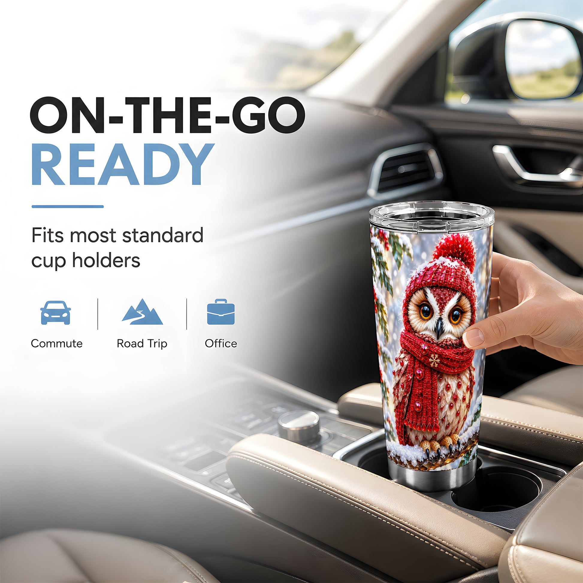 #pl[20oz|Steel] Faceted Owl Tumbler 20oz, Winter Tumbler, Stainless Steel Travel Cup