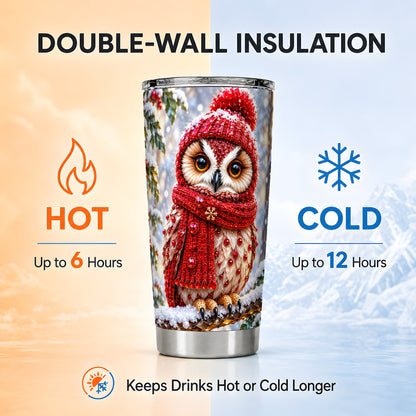 #pl[20oz|Steel] Faceted Owl Tumbler 20oz, Winter Tumbler, Stainless Steel Travel Cup