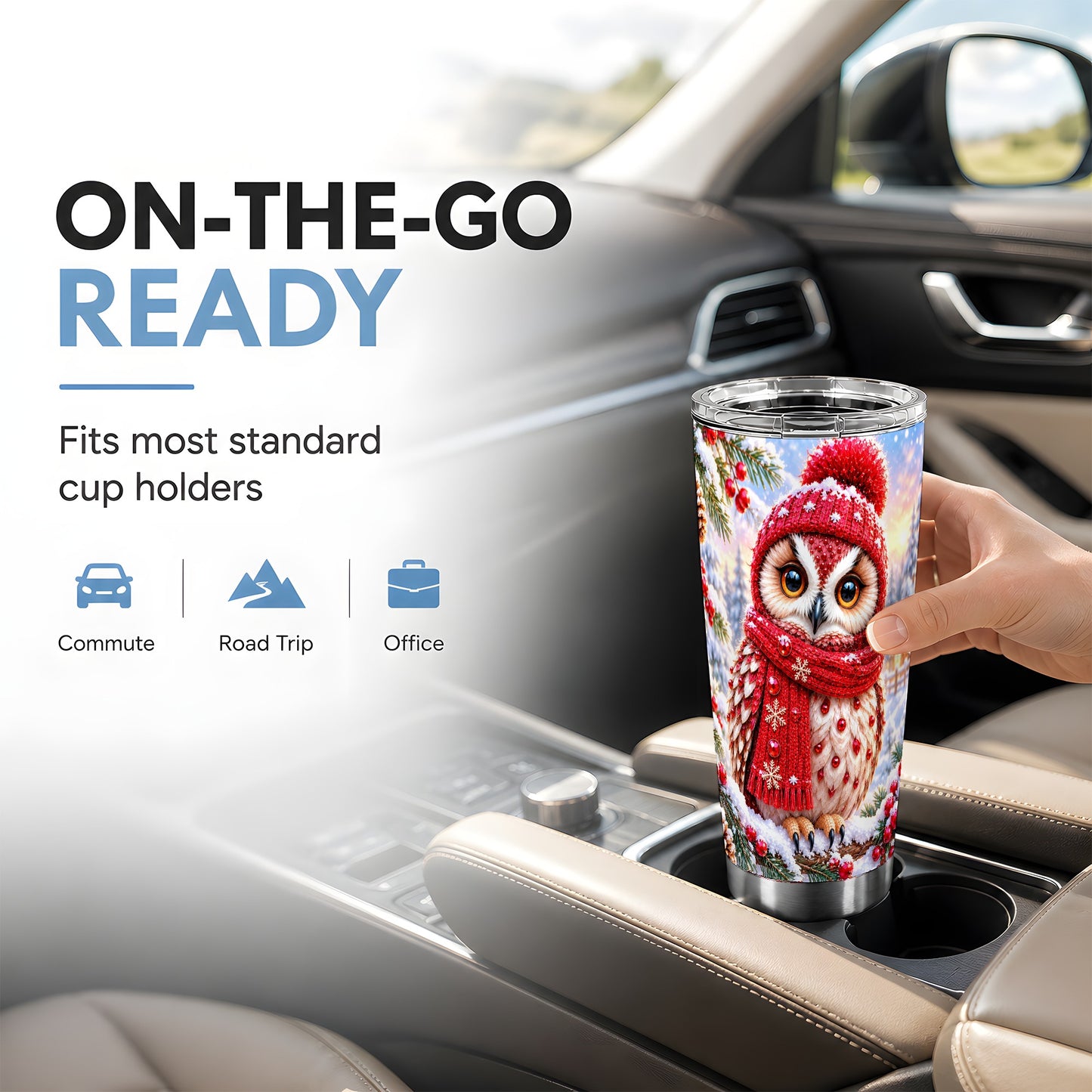 #pl[20oz|Steel] Red Owl Tumbler 20oz, Christmas Owl Tumbler, Stainless Steel Travel Cup