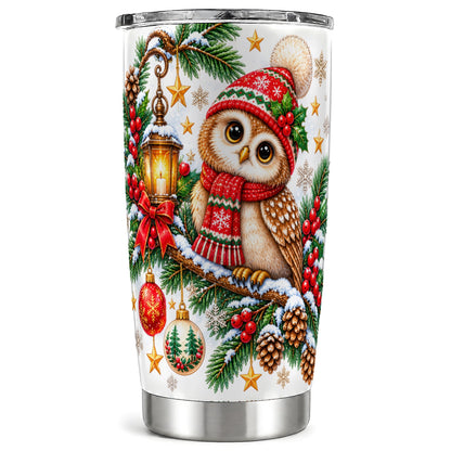 Cozy Owl Tumbler 20oz, Lantern Owl Tumbler, Stainless Steel Travel Cup