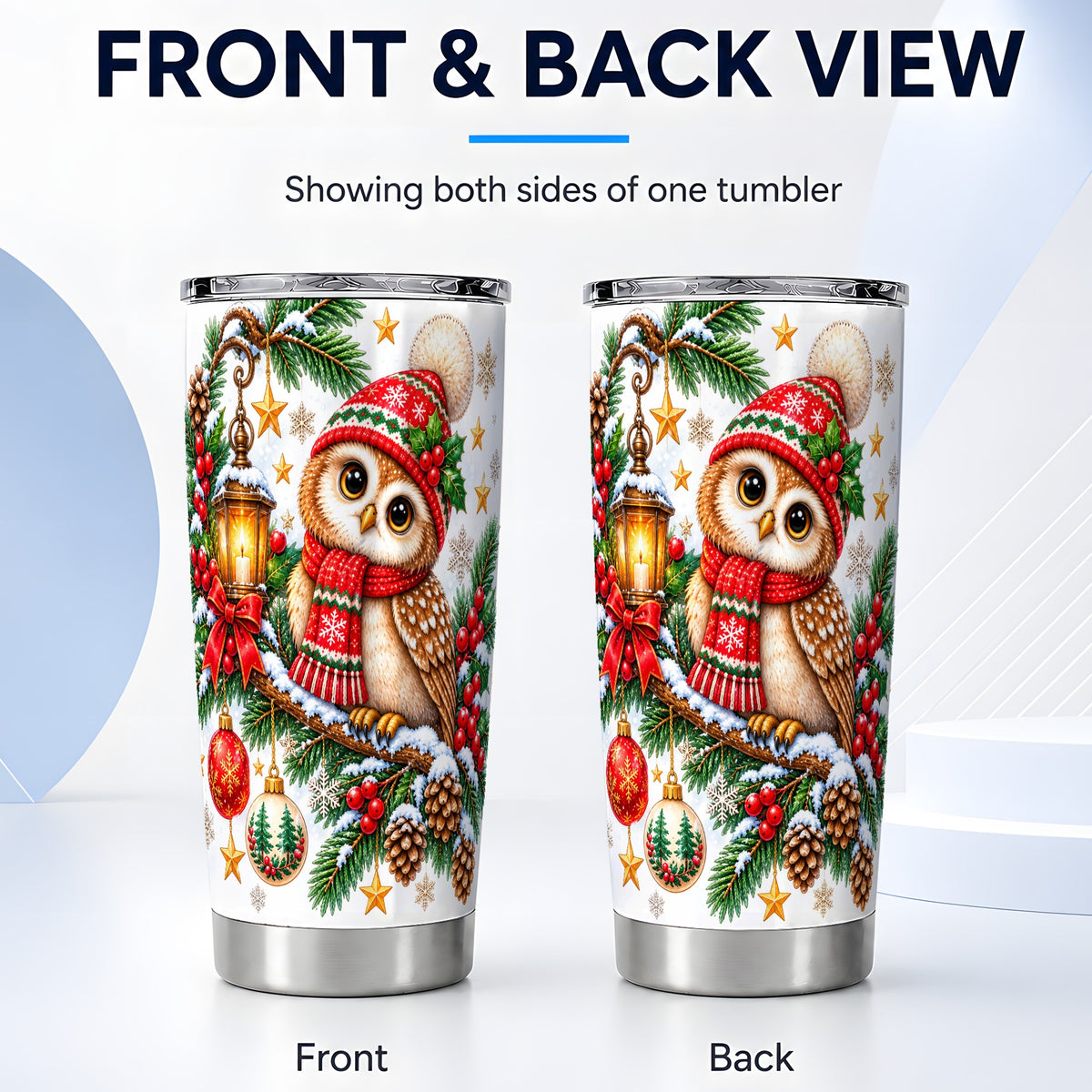 #pl[20oz|Steel] Cozy Owl Tumbler 20oz, Lantern Owl Tumbler, Stainless Steel Travel Cup
