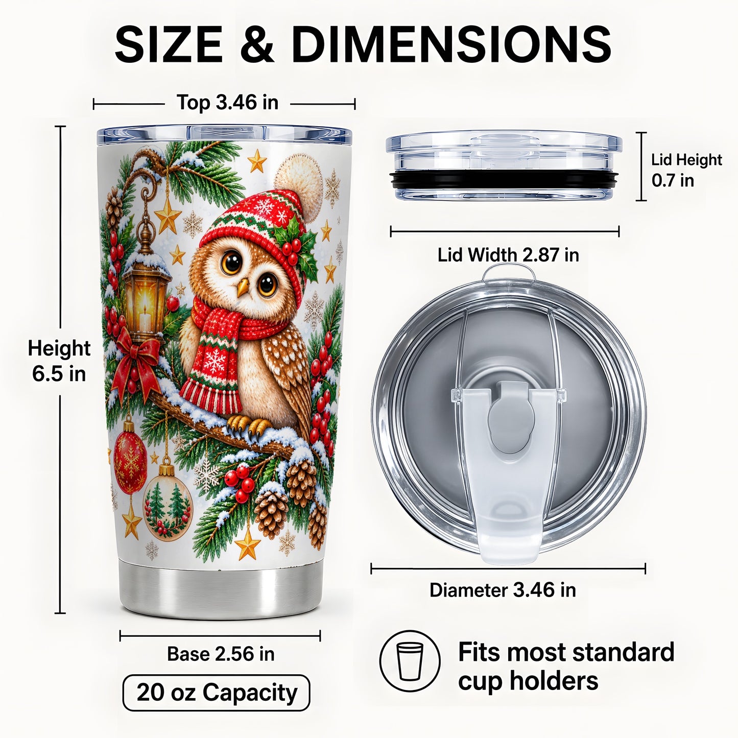 #pl[20oz|Steel] Cozy Owl Tumbler 20oz, Lantern Owl Tumbler, Stainless Steel Travel Cup