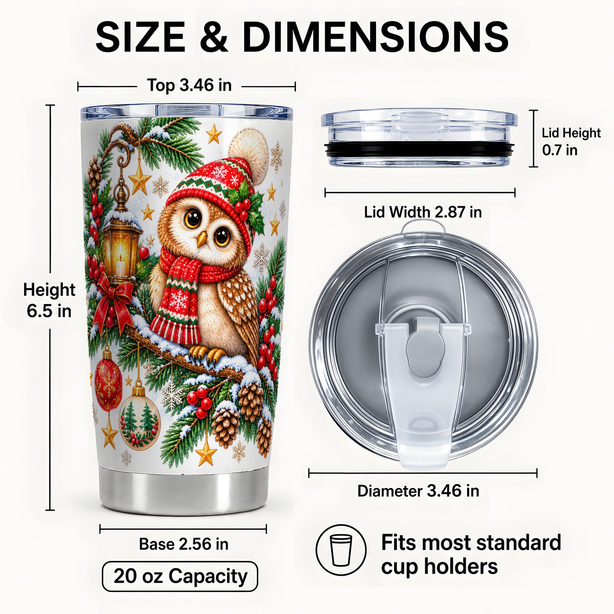 #pl[20oz|Steel] Cozy Owl Tumbler 20oz, Lantern Owl Tumbler, Stainless Steel Travel Cup