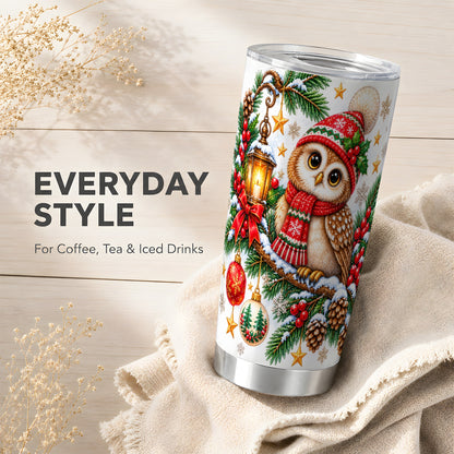 #pl[20oz|Steel] Cozy Owl Tumbler 20oz, Lantern Owl Tumbler, Stainless Steel Travel Cup