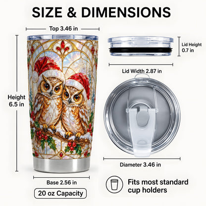 #pl[20oz|Steel] Stained Glass Owl Tumbler 20oz, Owl Tumbler, Stainless Steel Travel Cup