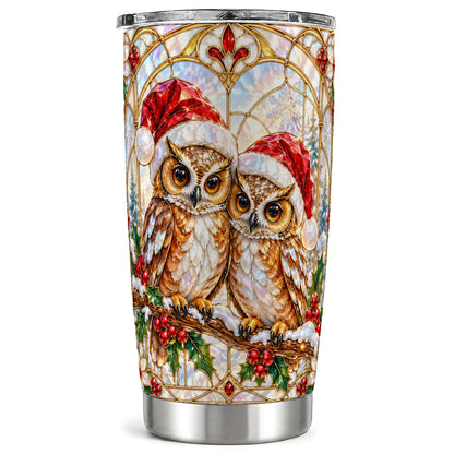 Stained Glass Owl Tumbler 20oz, Owl Tumbler, Stainless Steel Travel Cup