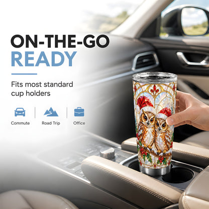 #pl[20oz|Steel] Stained Glass Owl Tumbler 20oz, Owl Tumbler, Stainless Steel Travel Cup
