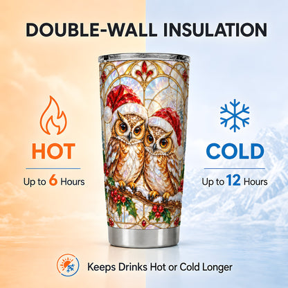 #pl[20oz|Steel] Stained Glass Owl Tumbler 20oz, Owl Tumbler, Stainless Steel Travel Cup