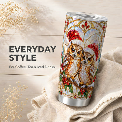 #pl[20oz|Steel] Stained Glass Owl Tumbler 20oz, Owl Tumbler, Stainless Steel Travel Cup
