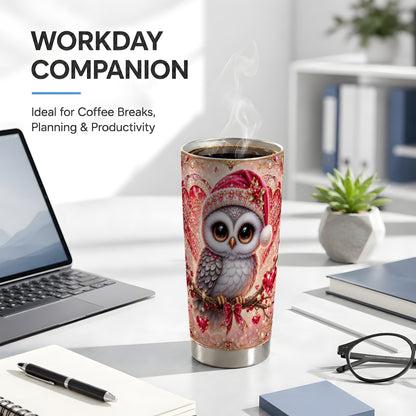 #pl[20oz|Steel] Heart Owl Tumbler 20oz, Romantic Owl Tumbler, Stainless Steel Travel Cup