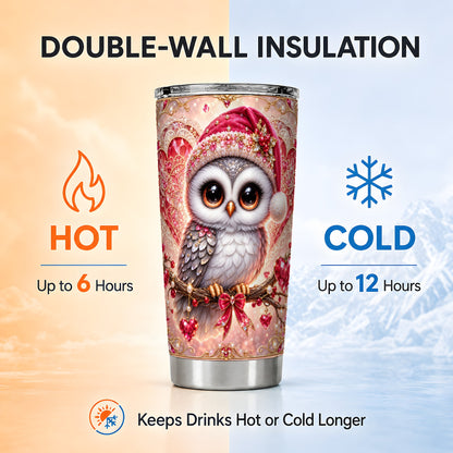 #pl[20oz|Steel] Heart Owl Tumbler 20oz, Romantic Owl Tumbler, Stainless Steel Travel Cup
