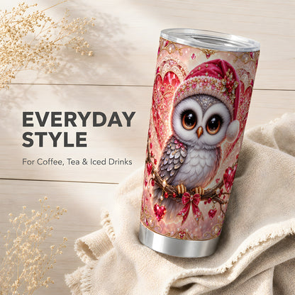 #pl[20oz|Steel] Heart Owl Tumbler 20oz, Romantic Owl Tumbler, Stainless Steel Travel Cup