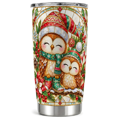 Stained Glass Owl Tumbler 20oz, Owl Tumbler, Stainless Steel Travel Cup