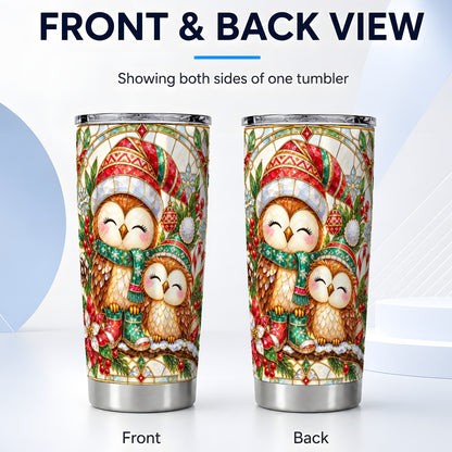 #pl[20oz|Steel] Stained Glass Owl Tumbler 20oz, Owl Tumbler, Stainless Steel Travel Cup
