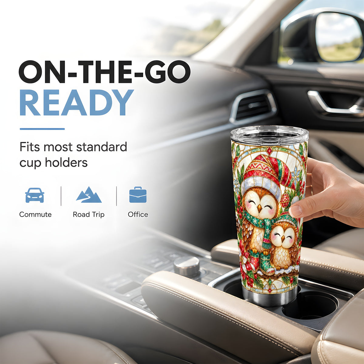 #pl[20oz|Steel] Stained Glass Owl Tumbler 20oz, Owl Tumbler, Stainless Steel Travel Cup