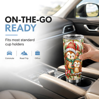 #pl[20oz|Steel] Stained Glass Owl Tumbler 20oz, Owl Tumbler, Stainless Steel Travel Cup